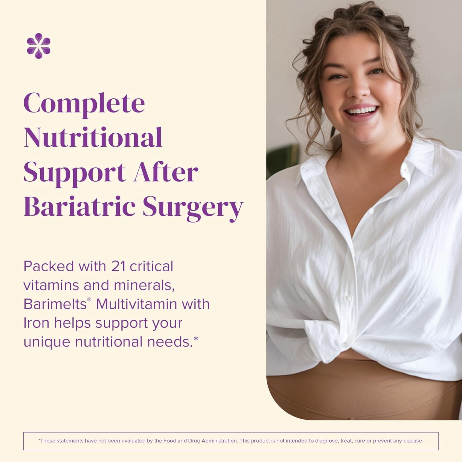 BariMelts Bariatric Multivitamin with Iron for Post-Weight Loss Surgery (WLS) - Natural Fruit Flavor, 60 Count