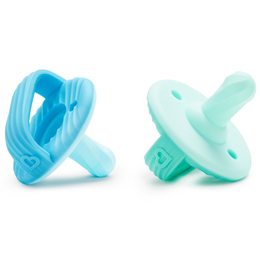Munchkin SiliSoothe & Teethe ™ Silicone Pacifier & Teether, Green/Blue