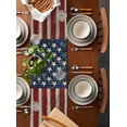 thumbnail image 5 of Coastal American Flag Burlap Cotton Table Runner 13x108 Inches Long, Starfish Shell Vintage Farmhouse Table Runners, Outdoor Dining Tablecloths Decor for Baby Shower/Party/Wedding, 5 of 6