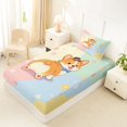 thumbnail image 5 of Manfei Kawaii Bowknot Dog Twin Sheets, Cute Flower Corgi Bedding, Pink Cream, 3pcs, 1 Flat Sheet, 1 Fitted Sheet and 1 Pillowcase, 5 of 6