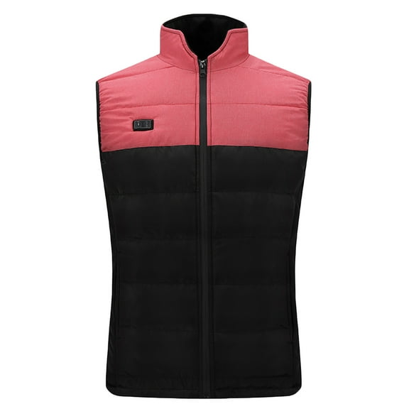 Lolmot Unisex Casual Zipper Dual Control Eleven Area Patchwork Heated Vest Winter Warm USB Charging Fleece Lined Electric Vest