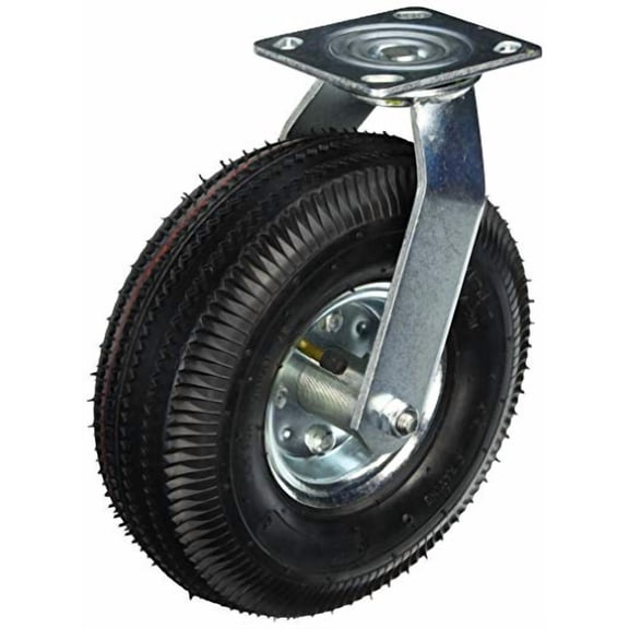 Shepherd Hardware 9796 10-Inch Pneumatic Caster Wheel, Swivel Plate, Steel Hub with Ball Bearings, 5/8-Inch Bore Centered Axle,Black