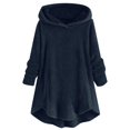thumbnail image 1 of Womens Cardigan Plus Size Button Plush Tops Hooded Loose Cardigan Wool Coat Winter Jacket Navy Xl, 1 of 5