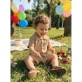 thumbnail image 4 of BemeyourBBs Toddler Baby Boy Summer Clothes 2 Pieces Outfits Textured Short Sleeve Button Down UP Collar Shirts Pockets Shorts Set, 4 of 8