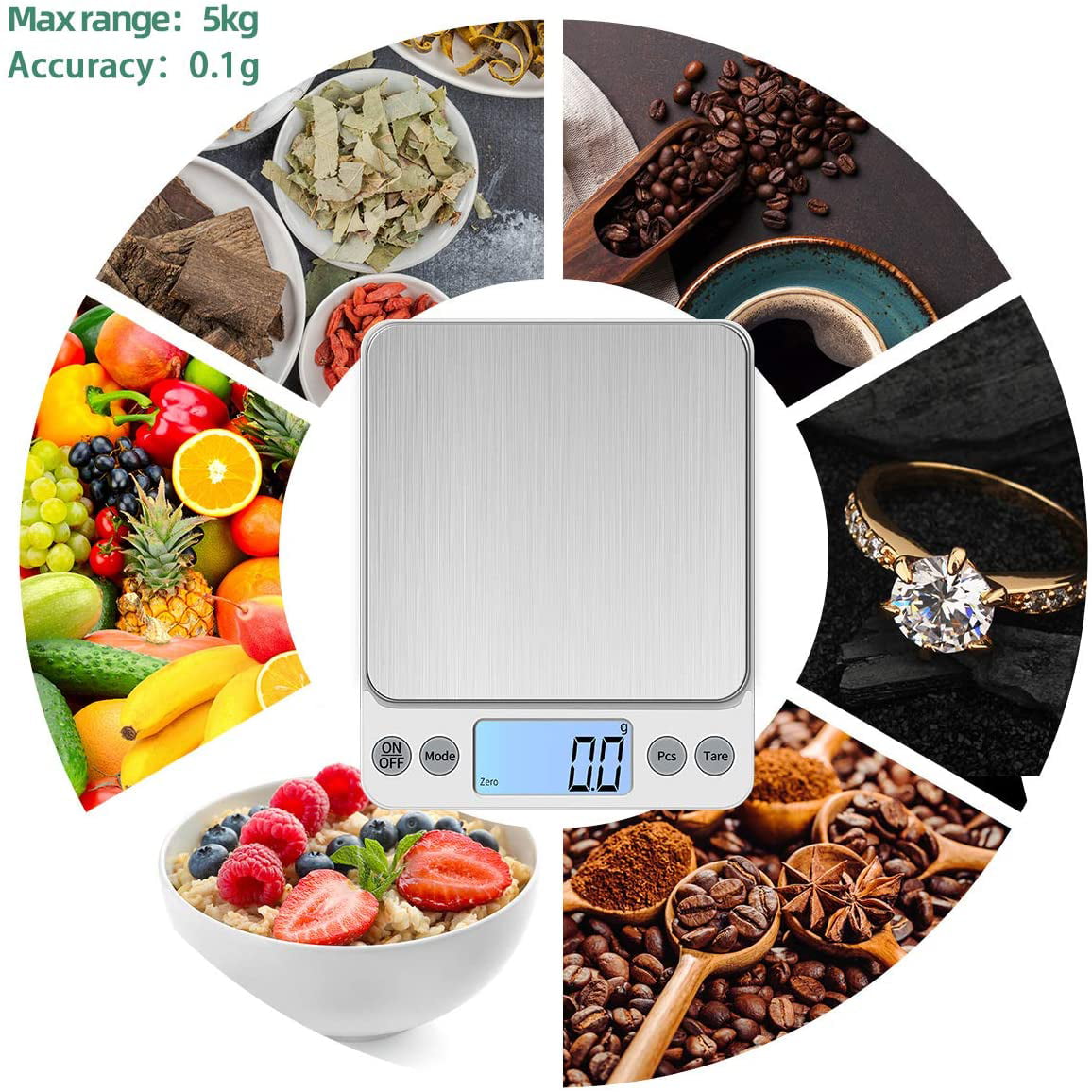 Genkent Food Scales For Kitchen Cooking, LED Display Digital Kichen Scale  For Baking, High Precision Food Scales Weight Grams /Ounces