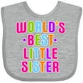 thumbnail image 3 of Inktastic Worlds Best Little Sister Girls Baby Bib, 3 of 4