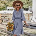 thumbnail image 3 of Summer Dresses for Women Maxi Dress Lace Round Neck Mid Sleeves Waist Thin Dress Casual Style, 3 of 6