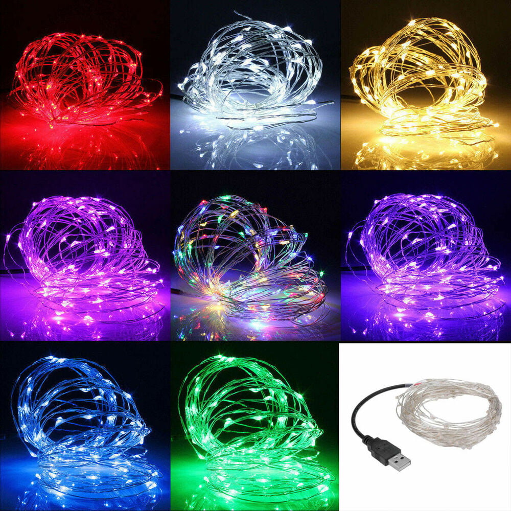 5M/10M Battery/USB/DC 12V Plug in LED String Lights Fairy Copper Wire Xmas Party