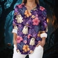 thumbnail image 2 of Godom Womens Halloween Shirt Cute Ghosts Print Button Down Shirts Long Sleeve Loose Fit Blouses Tops, 2 of 5
