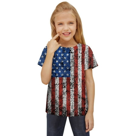 

Independence Day Children Tees Toddler 4th Of July 3D Graphic Printed Boys Girls Baby Novelty Tee Shirts Short Sleeve Unisex Tops Casual Soft Blouse Child Clothing Kids Dailywear Outwear