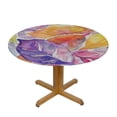 thumbnail image 3 of BANET  Watercolor Rainbow Floral Table Cloth - Flowers Tablecloth Colorful Flower Table Cover Round Plant Blossom Circle Table Clothes for Picnic Party Dining Room 42"-46, 3 of 8