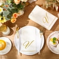 thumbnail image 4 of 100 Pcs Initial Napkins Monogram Guest Napkins Gold Letter Paper Towels Disposable Elegant Dinner Towels for Wedding Bridal Shower Holiday Birthday Party Tableware Decor(V Letter), 4 of 13
