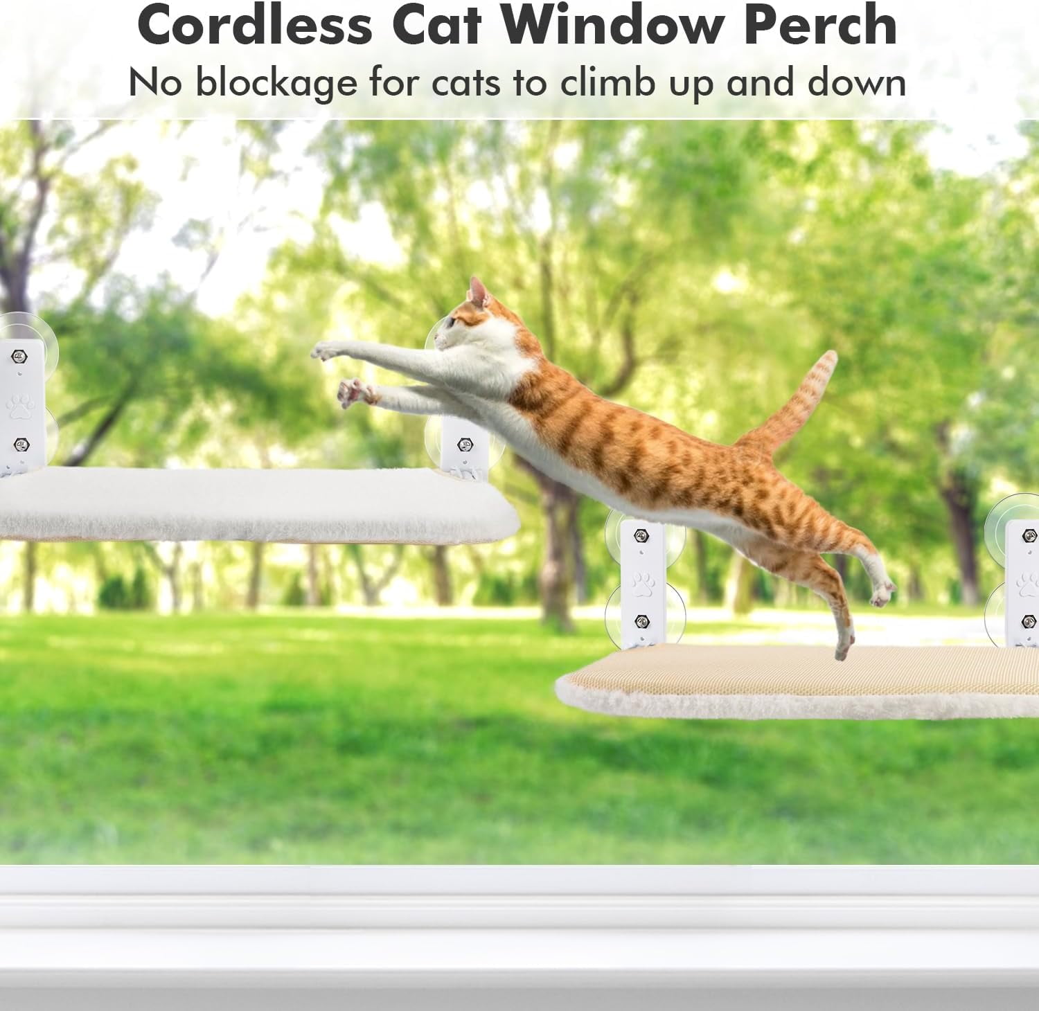 RunMin Grocery Store Cordless Cat Window Perch, Cat Hammock for Wall