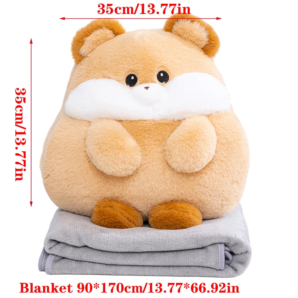 Zeiwohndc Cartoon Capybara Hamster Cushion Blanket Combo Soft Plushie Pillow Throw