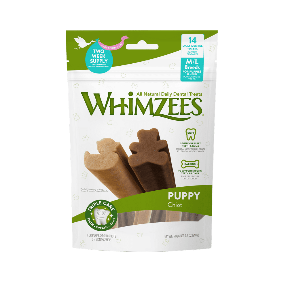 WHIMZEES Puppy Daily Dental Dog Treats, Medium and Large Breeds, Bag of