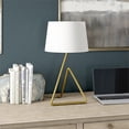 thumbnail image 2 of Henn&Hart 22" Modern Metal Table Lamp with Bell Shaped Linen Shade in Gold/White, 2 of 3