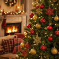thumbnail image 2 of Gold Red Christmas Ball Ornaments Set 50 Count 2.4 Inch Shatterproof Tree Decor, 2 of 8