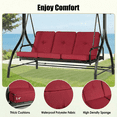 thumbnail image 6 of Pirecart 3 Person Patio Porch Swing Outdoor Converting Swing Glider Hammock with Adjustable Canopy, Cushions, Red, 6 of 12