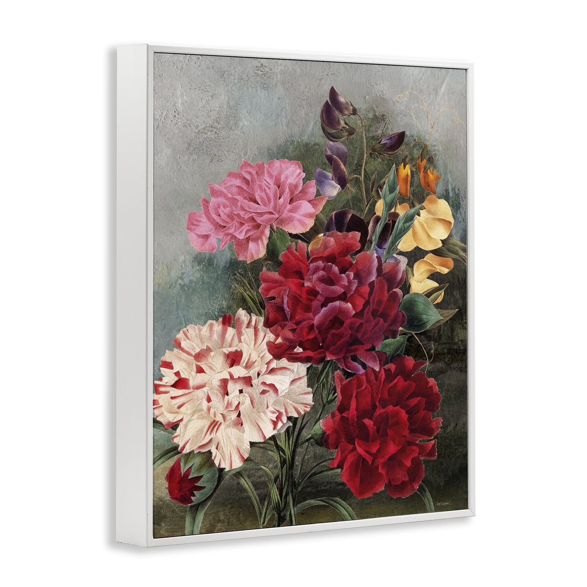 Stupell Industries Vintage Geranium Blooms Botanical & Floral Painting White Framed Art Print Wall Art, 11 x 14