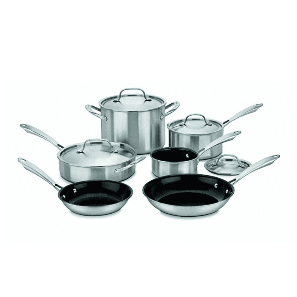 Cuisinart Green Gourmet TriPly Stainless Cookware 10 Piece Set, 10.0