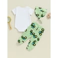 thumbnail image 3 of Newborn Baby Boy Girl Farm Outfit Short Sleeve Tractor Print Romper +Long Pants +Hat 3Pcs Country Clothes Set, 3 of 7