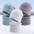 thumbnail image 7 of UngA 2Pcs Kids Winter Hat and Scarf Set Toddler Soft Slouchy Hat Fleece Lined Scarf for Boys Girls (Navy,4-10 Years), 7 of 7