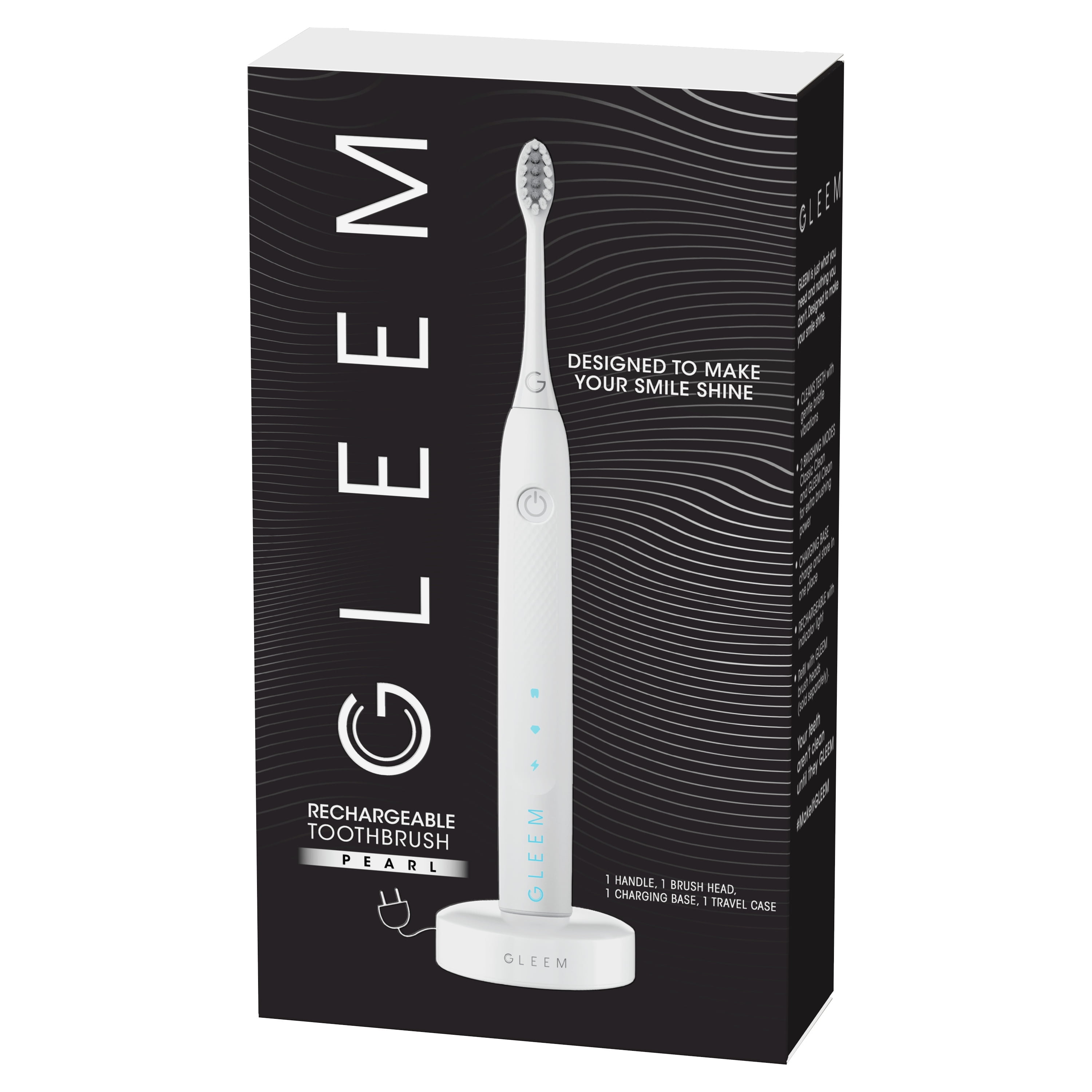GLEEM Electric Toothbrush, Rechargeable, Soft Bristles, Pearl White -  Walmart.com