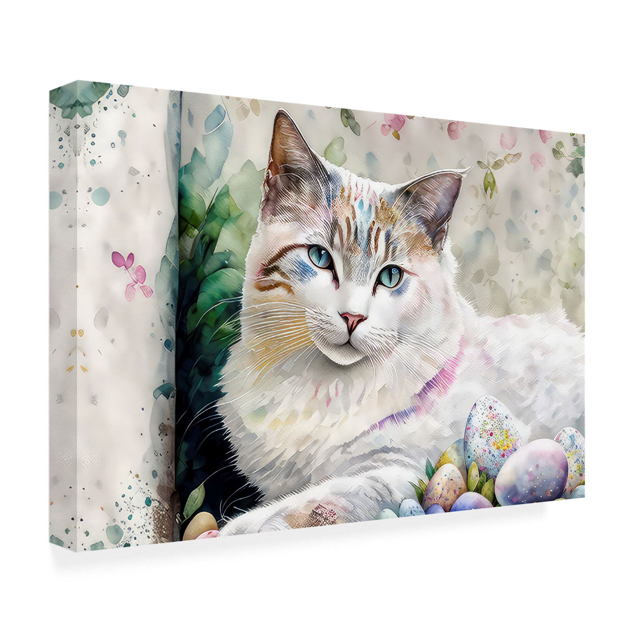 Canvas Wall Art - FootePrint Art 'Easter Kitty 3' Wall Art for Living Room, Bedroom, or Office Décor by Trademark Fine Art - 32 x 22 Inches