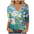 thumbnail image 1 of Hauts à Manches 3/4 pour Femmes Mode Féminine T-Shirt Ample Imprimé Blouse à Manches 3/4 Col en V Hauts Décontractés T-Shirts pour Femmes Mode T-Shirts à Manches 3/4 pour Femmes, 1 of 5