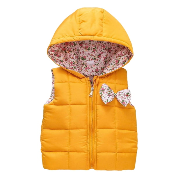 Gibobby Abrigos de invierno para niños y niñasNiños Niñas Sin Mangas Invierno Bowknot Color Sólido Chaleco De Lana Chaqueta Abrigo Caliente Outwear(Amarillo, 12-18 Meses)