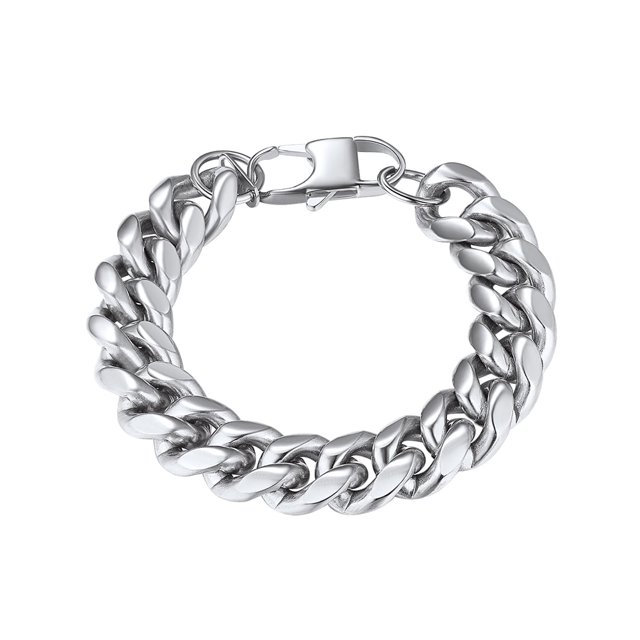 Pulseras de eslabones cubanos PROSTEEL para Hombre Pulsera de Cadena de plata 14 mm regalo de joyería para mujer 21 cm