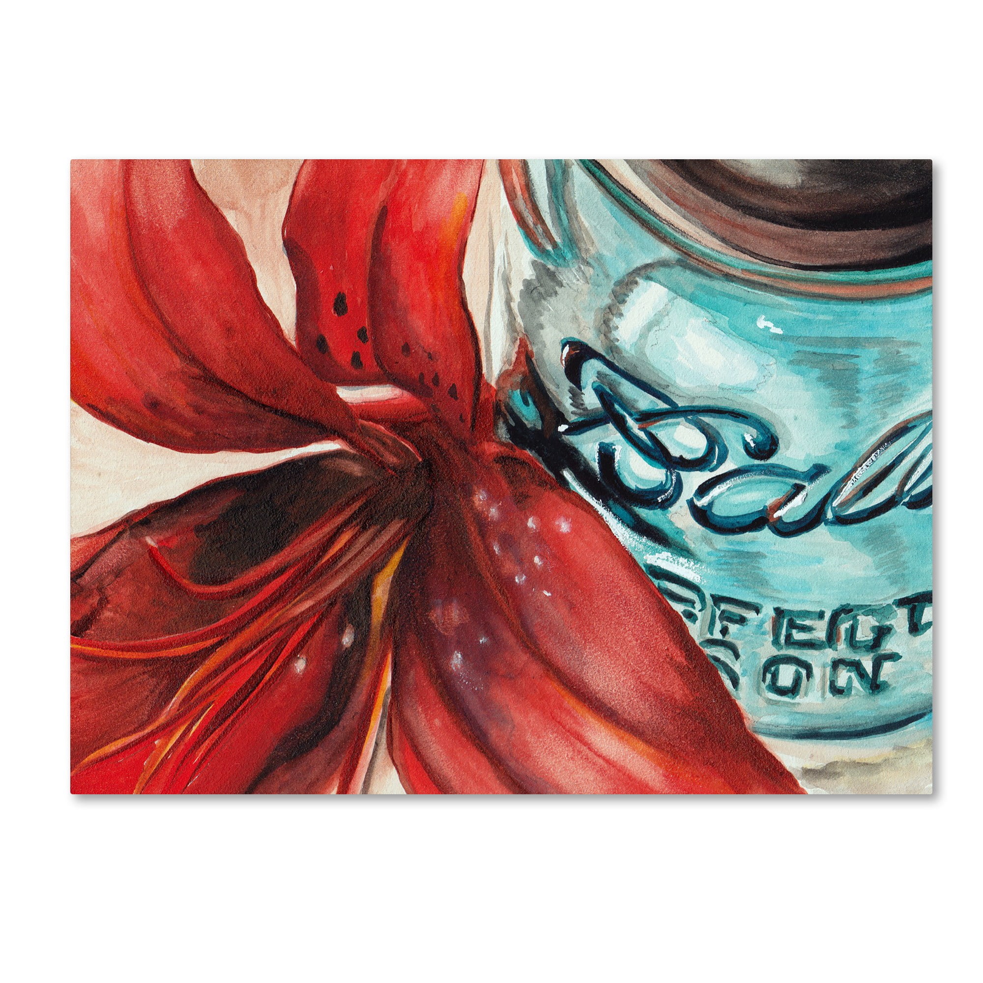 Trademark Fine Art "Ball Jar Red Lily" Canvas Art by Jennifer Redstreake