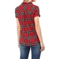 thumbnail image 4 of Unique Bargains Women's Casual Boyfriend Plaid Button Down Flannel Shirt 2XL Red, 4 of 8