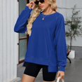 thumbnail image 5 of SWSMCLT Women's Long Sleeve Sweatshirt Fashion Fall Crewneck High Low Pullover Tops Soft Loose Ribbed Sweatshirts Blue Small, 5 of 5