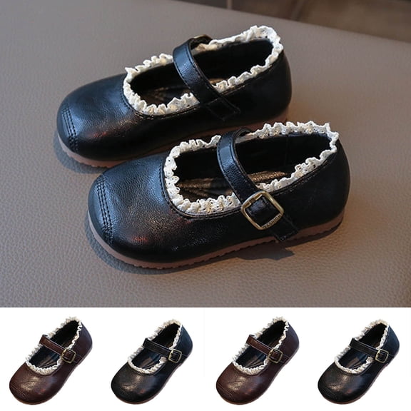 Viluyesy Girls’ Spring Summer Mary Jane Shoes – Vintage Lace-Up Design with Bowknot Detail, Soft Sole, Low Heel, and Delicate Floral Embellished Trim Brown Size 13