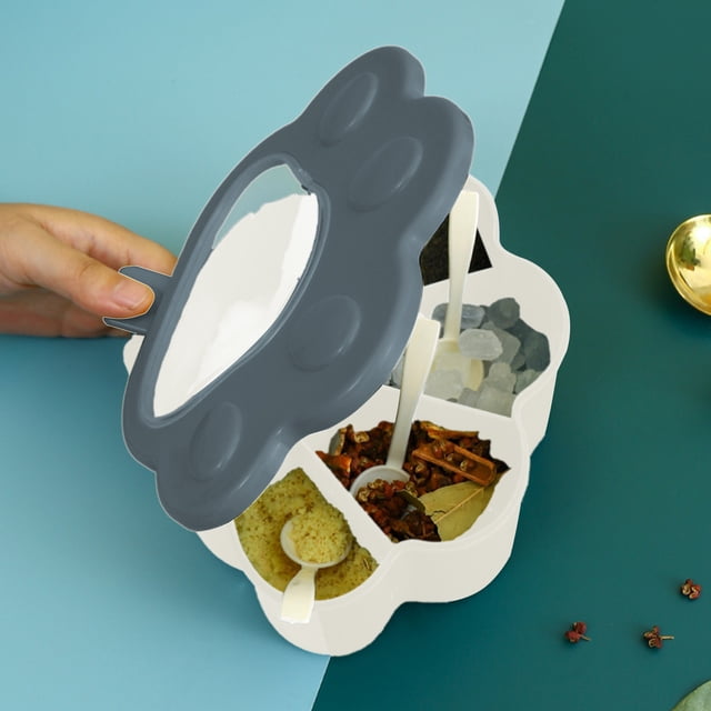Cute Cats Paw Seasoning Set Box, 5 Compartments, Kitchen Spice Organizer with Anti-Slip Base, Space-Saving Kitchen Storage for Seasoning, Kitchen Gadgets & Essentials