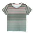 thumbnail image 4 of Jalioing Girls Boys Striped Short Sleeve Shirts Loose Crew Neck Casual T Shirt 3-12 Years Kids Summer Tees Tops, 4 of 4