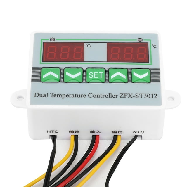 Temperature Controller, ZFX ST3012 Dual Display Intelligent Digital Temperature Controller Thermostat with Waterproof Thermal Probe for Various Temperature Controlled Environments