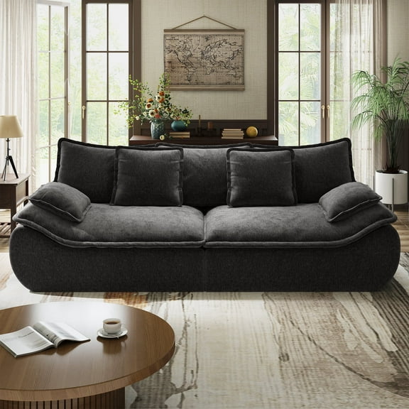 Sectional Sofa Couches 2-Seater Modular Sofa, Comfy Loveseat with Throw, Deep Seat Small Sofa for Small Space, Memory Foam Sectional Couches for Living Room, Office, Apartment, Dark Grey
