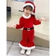 thumbnail image 5 of Conjunto de pantalones navideños verdes para niñas, 3 piezas, sombrero, camiseta y pantalones, disfraz de elfo, fiesta familiar de Año Nuevo, juego de rol, actuación, 5 of 5