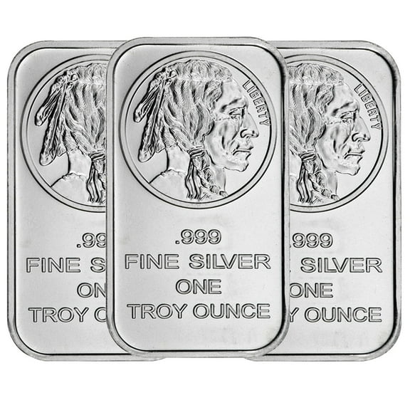 Lot of 3 - 1 Troy oz Buffalo .999 Fine Silver Bar Sealed