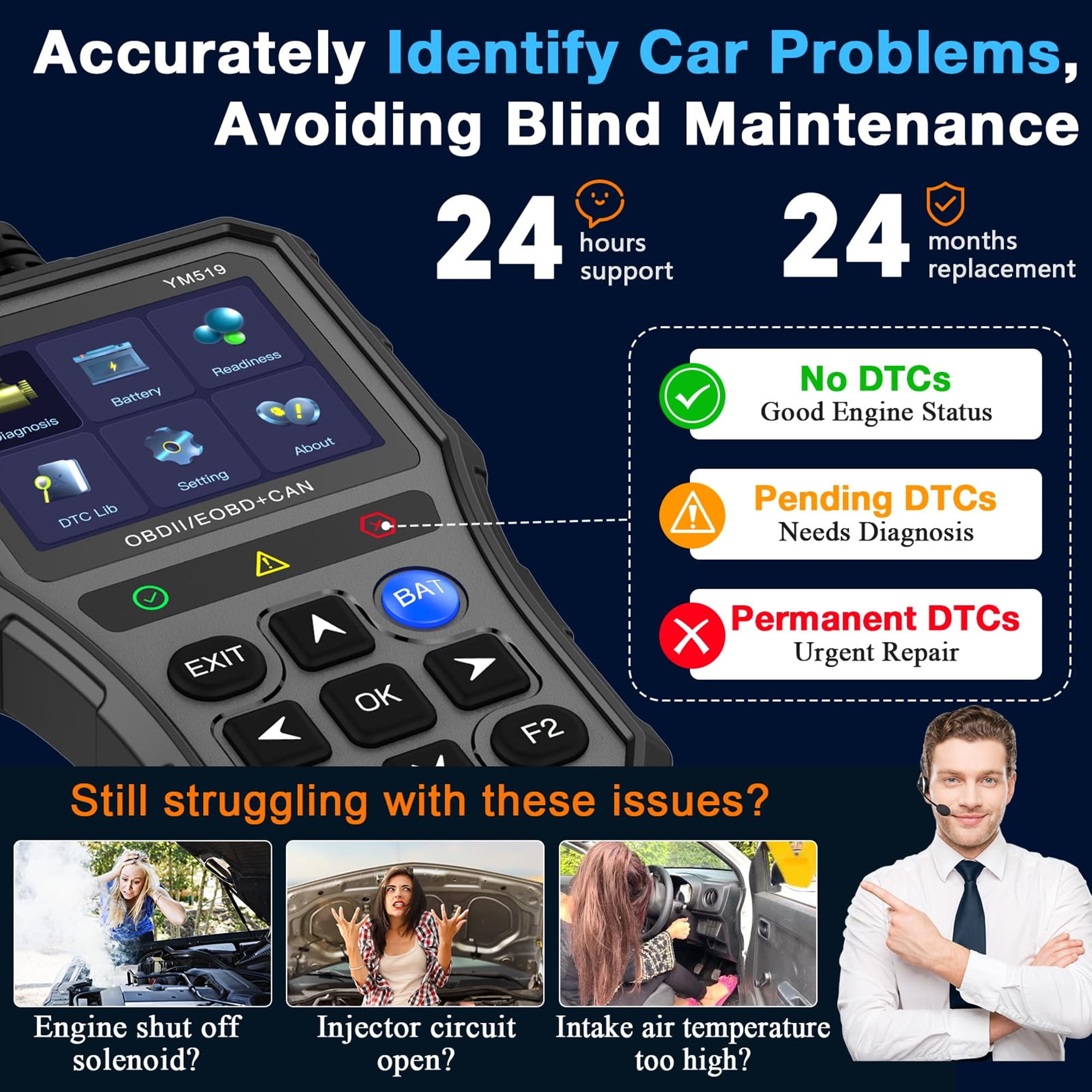 Car OBD2 Scanner Diagnostic Tool, Comprehensive Car Code Reader for All Cars, SPBTAR Engine Fault Scanner CAN Diagnostic Scan Tool for All Vehicles after 1996
