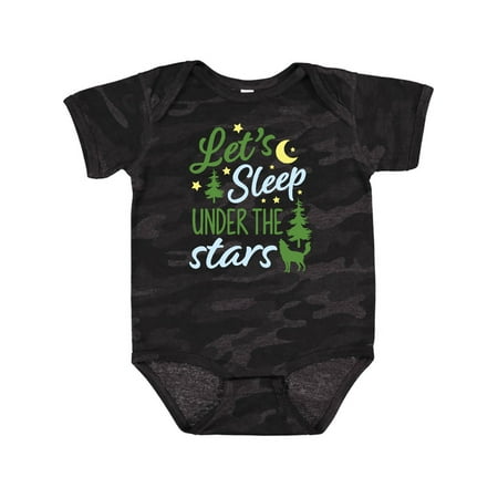 

Inktastic Adventure Let s Sleep Under the Stars with Moon and Wolf Gift Baby Boy or Baby Girl Bodysuit