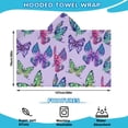 thumbnail image 2 of Purple Butterfly Colorful Pattern Hooded Bath Towel，50"x30" for Ages 3 To 12 Kids, Quick Dry Lightweight Soft Microfiber Hood Beach Towel Cover Up for Kids, 2 of 7