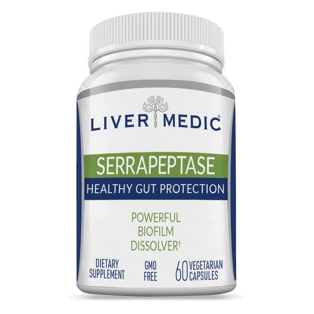 Serrapeptase Pure Digestive Enzymes (Enteric Coated) – Premium Healthy Gut Protection & Liver Support – Non-GMO, Vegan Liver Supplement for Gut Health. Digestive Enzymes & Tissue Support (60 Caps)