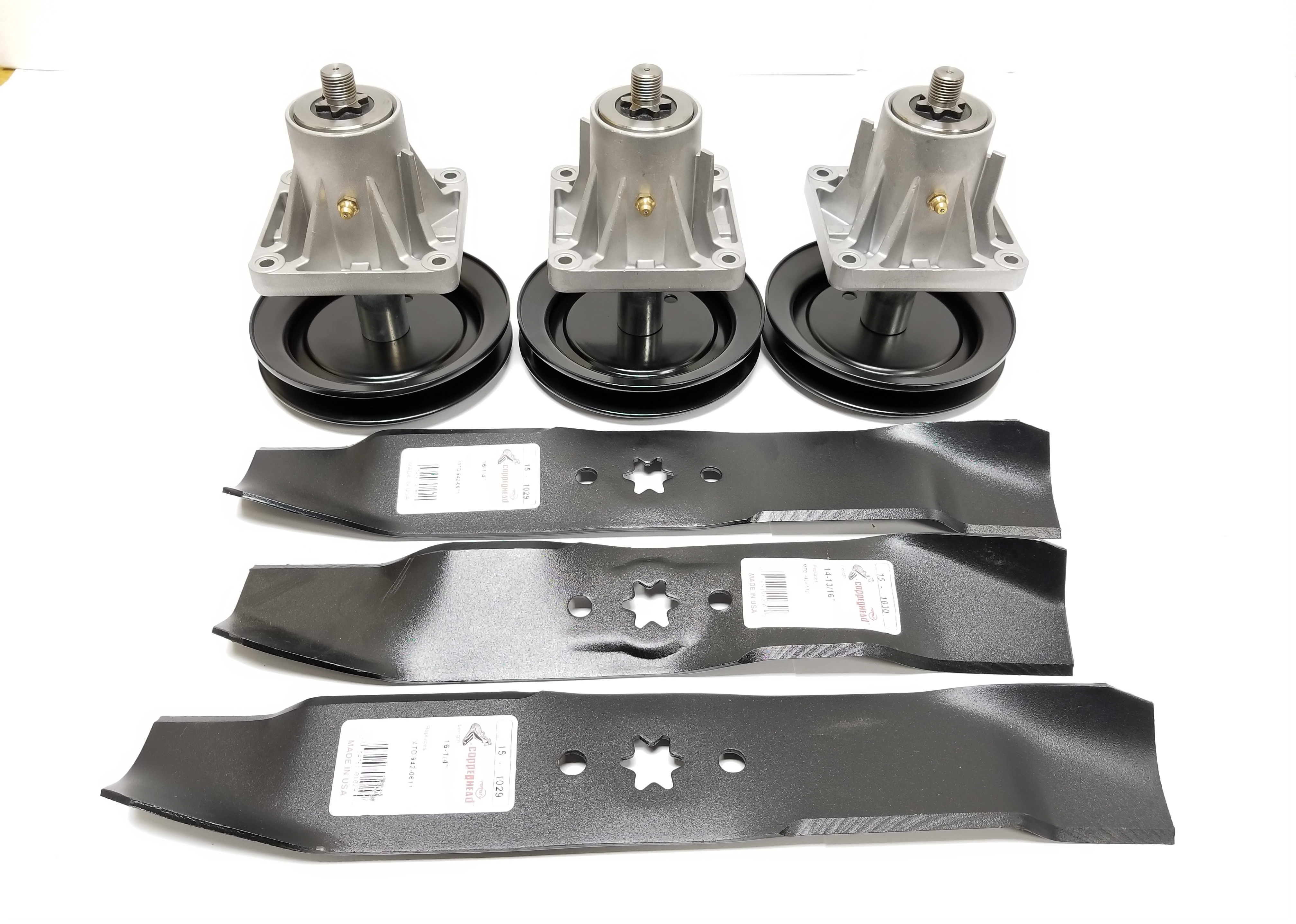 46" Lawn Mower Deck Rebuild Kit Includes 6180660 Spindles and 74204125 Blades Fits LT1045