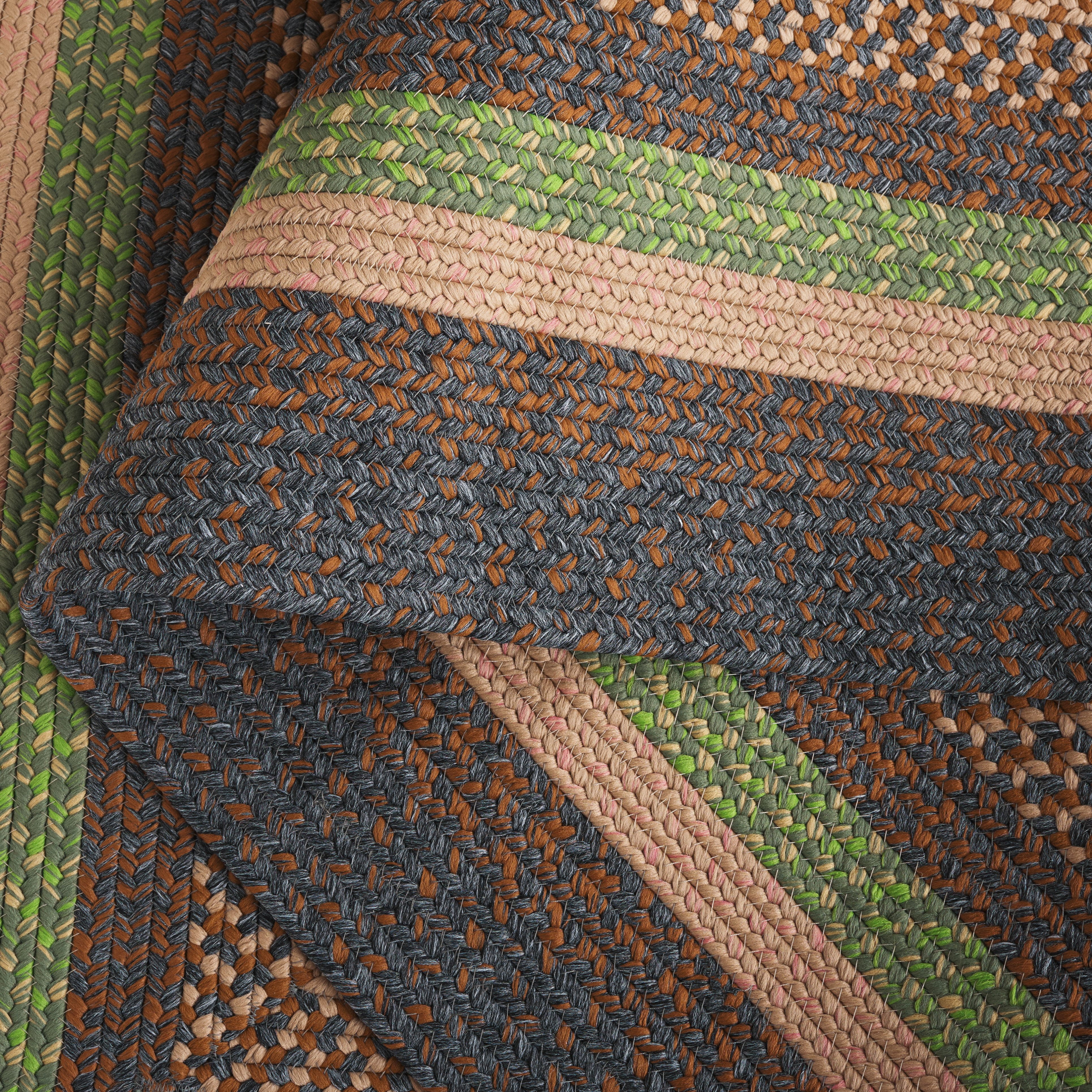SAFAVIEH Braided Marco Bordered Machine Washable Reversible Area Rug, Brown/Green, 2' x 4' Half Moon