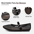 thumbnail image 6 of Lezzglt Women's Mesh Ballet Flats, Fishnet Ballerina Flats, Round-Toe Buckle Strap Mary Jane Causal Daily Dress Shoes, 6 of 7