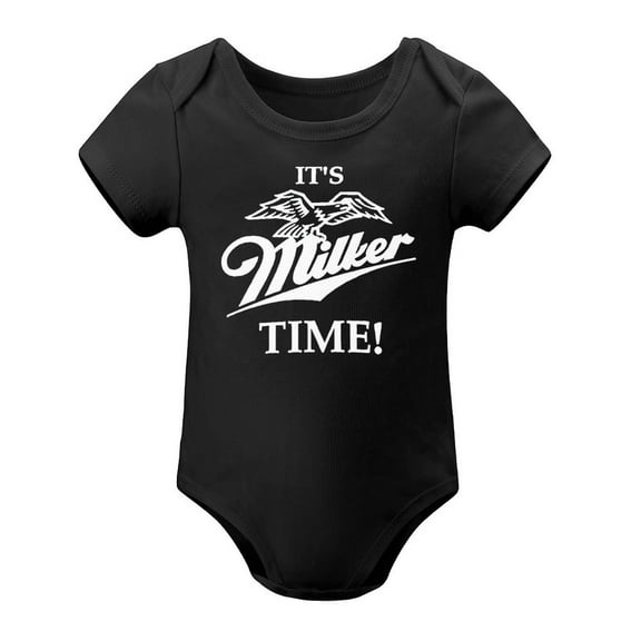 It's Milker (Miller) Time! Baby Bodysuit – Funny Feeding Time Infant Romper for Boys Or Girls Black-style 9months