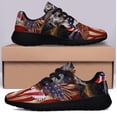 thumbnail image 3 of American flag Pit Bull Terrier Wrapped In Glory American flag Shoes Sneakers for Women Men Black Size 11, 3 of 7